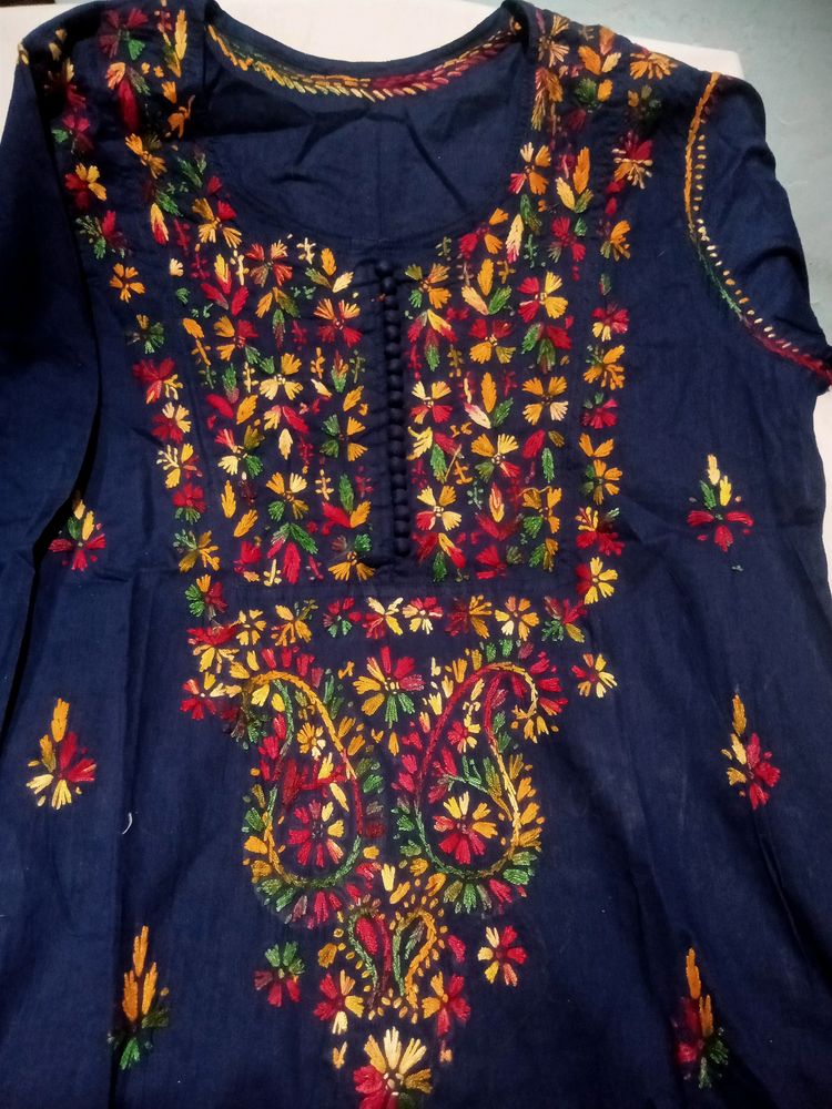 Embroidered Navy Kurti