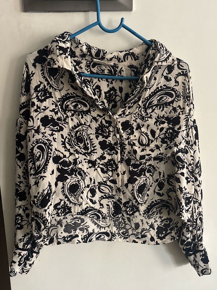 Stylish Paisley Print Button-Up Blouse