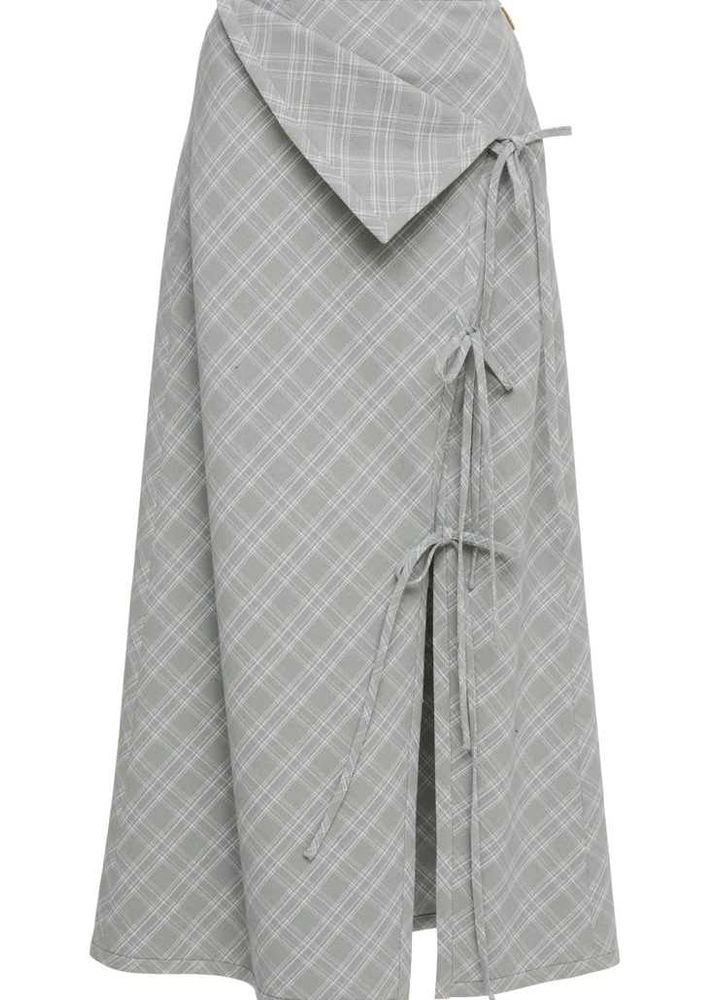 y2k Gray Plaid Wrap Skirt