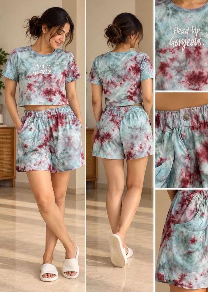 Tie-Dye Crop Top &amp; Shorts Set