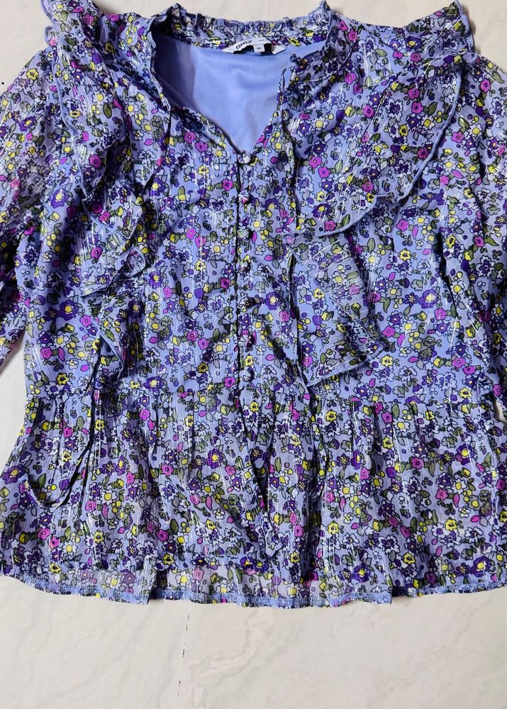 Floral Print Ruffle Top