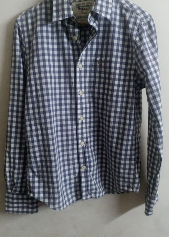 Blue Gingham Checkered Shirt