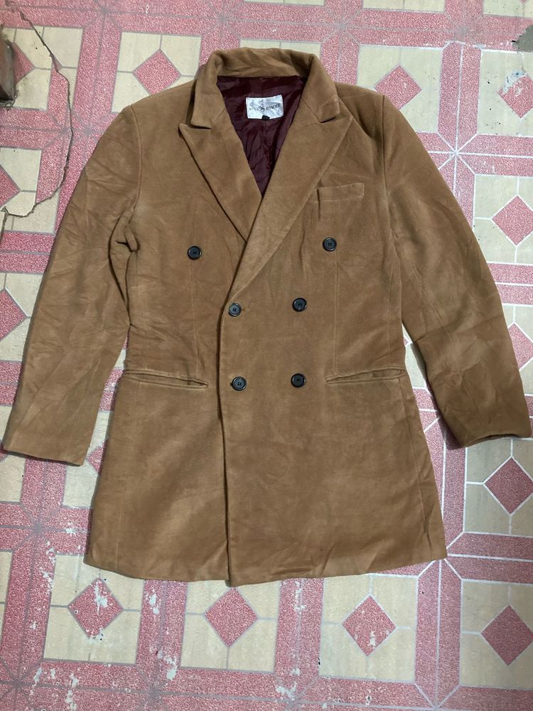 Brown Double-Breasted Long Coat