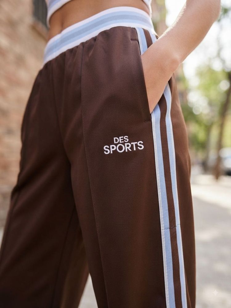 H&amp;M Brown Striped Wide legged Track Pants
