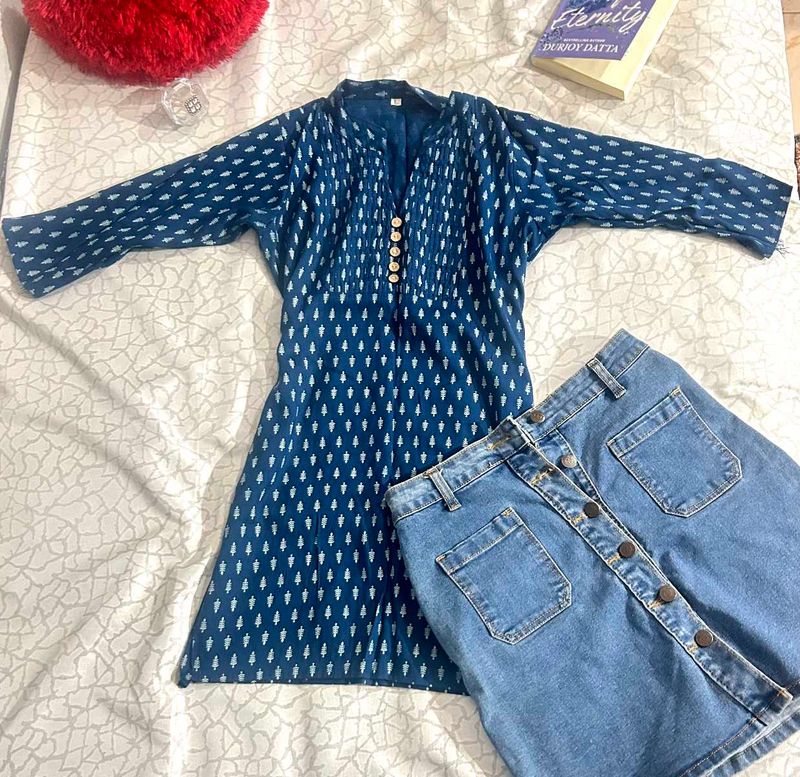 Blue Printed Kurta