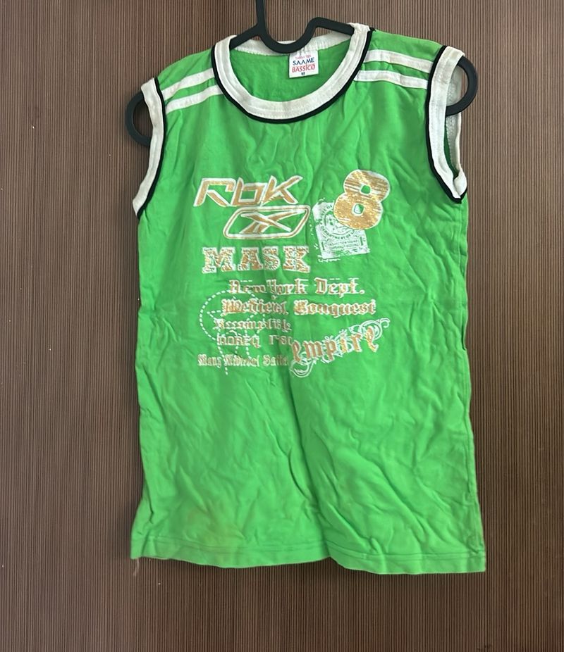 New Sleeveless Green T shirt For Kids