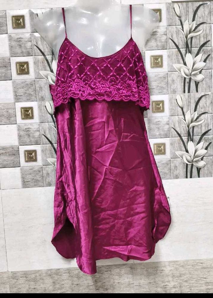 Lace Trimmed Satin Nightie