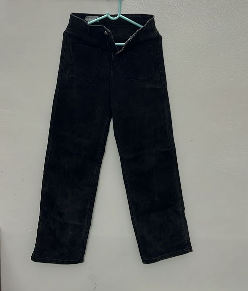 Charcoal Wide Leg Jeans 🐾🕸️