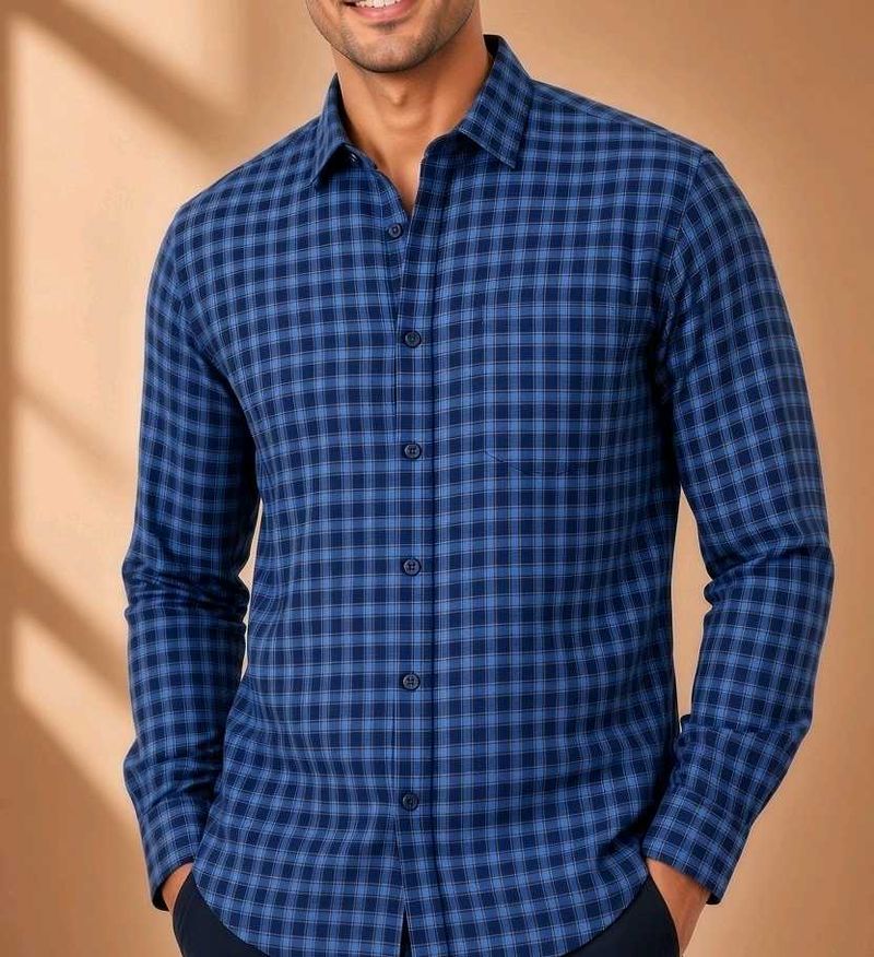 Classic Blue Checkered Men's Shirt😍💙