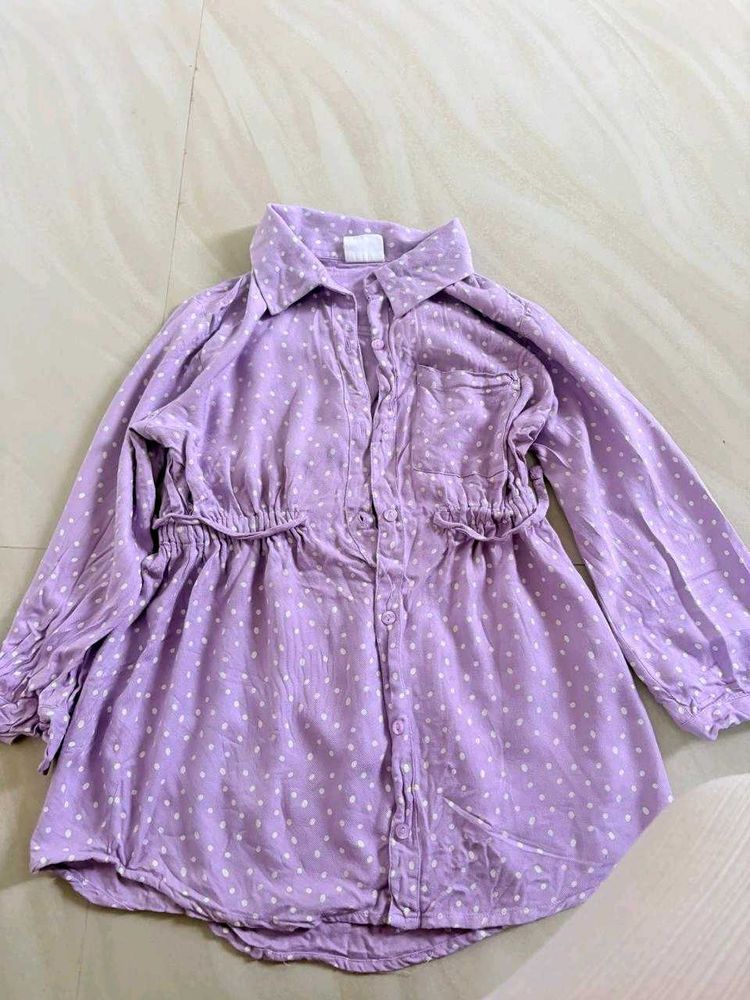 Lavender Polka Dot Tunic Top