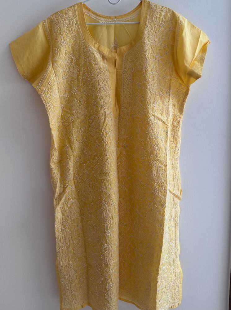 Yellow Embroidered Tunic Top