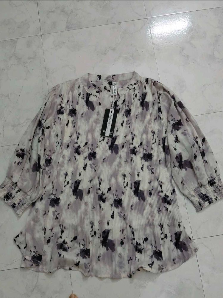 Elegant Floral Print Blouse with Embellishments