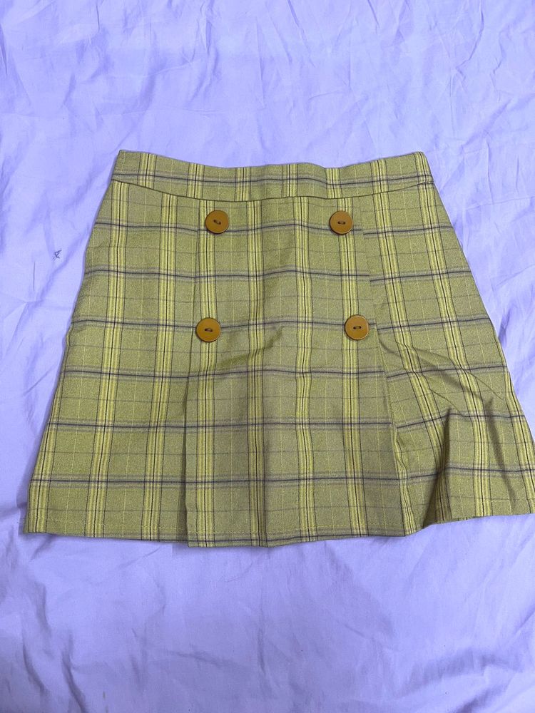 Plaid Button-Front Mini Skirt