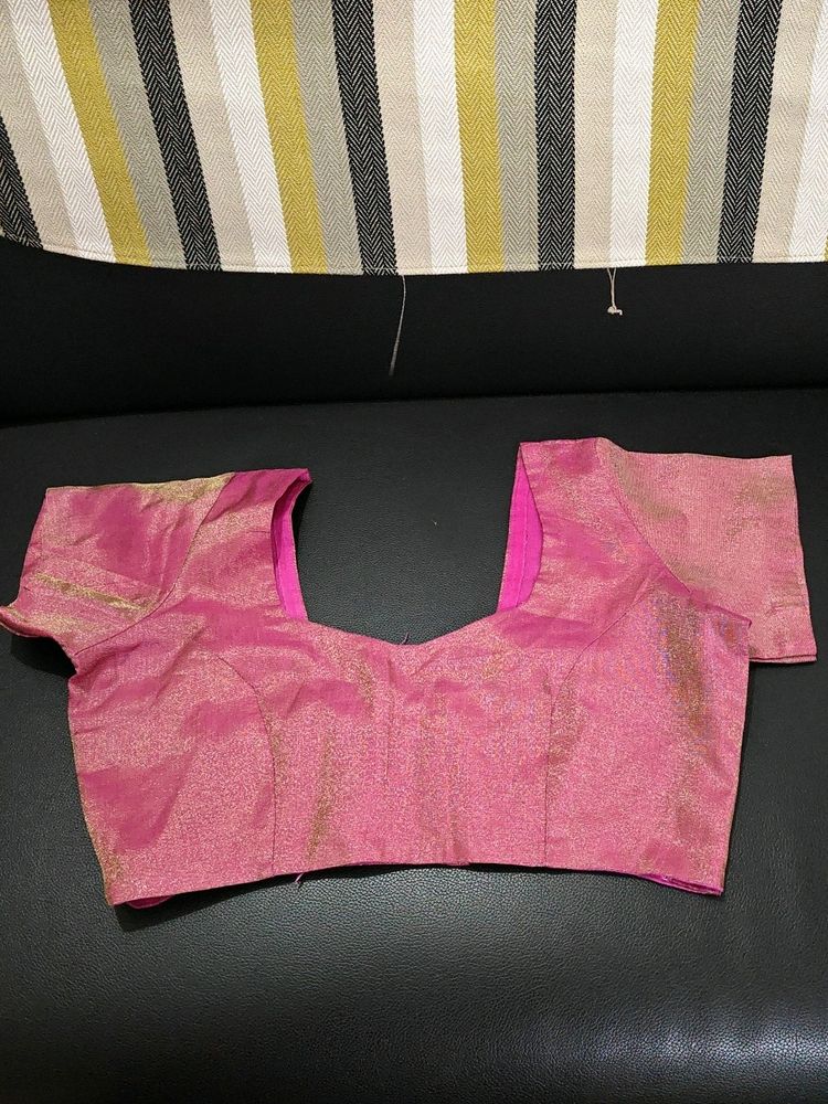 Pink Tissue Back Open Blouse
