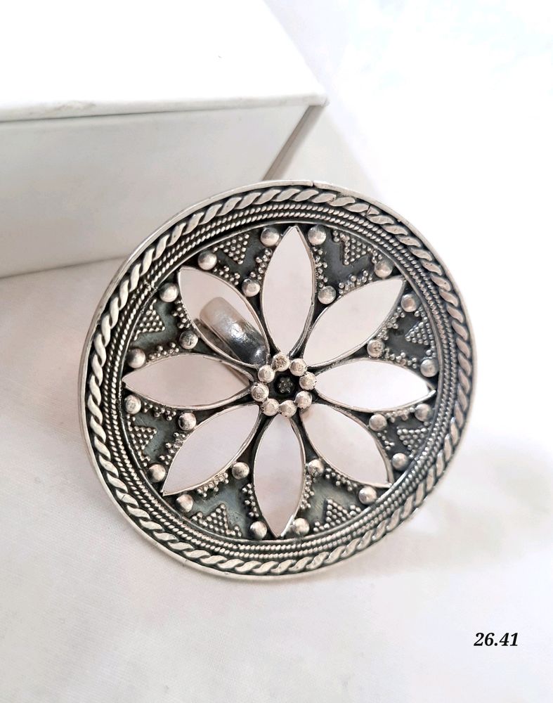 925 Silver Beautiful Oxidized Finger Big Ring