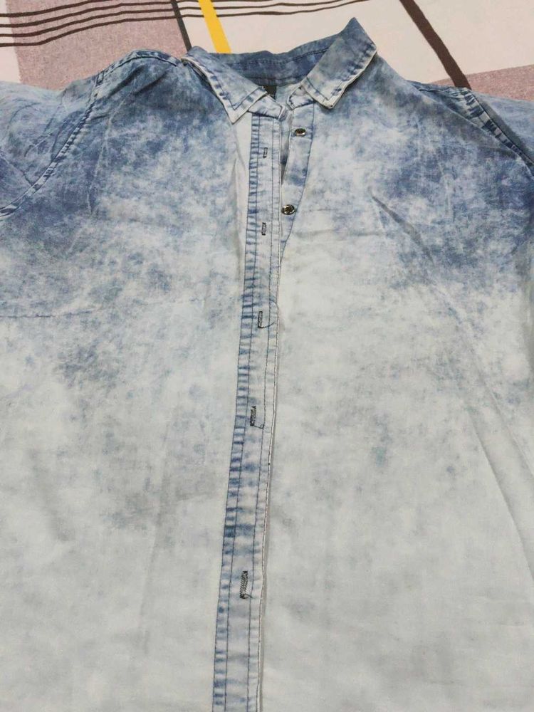 women's Acid Wash Denim Shirt