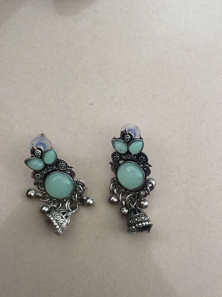 Beautiful Mint Green Jhumka Earrings