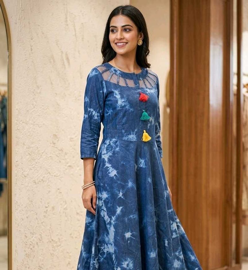 💙Denim Blue Tie-Dye Kurti