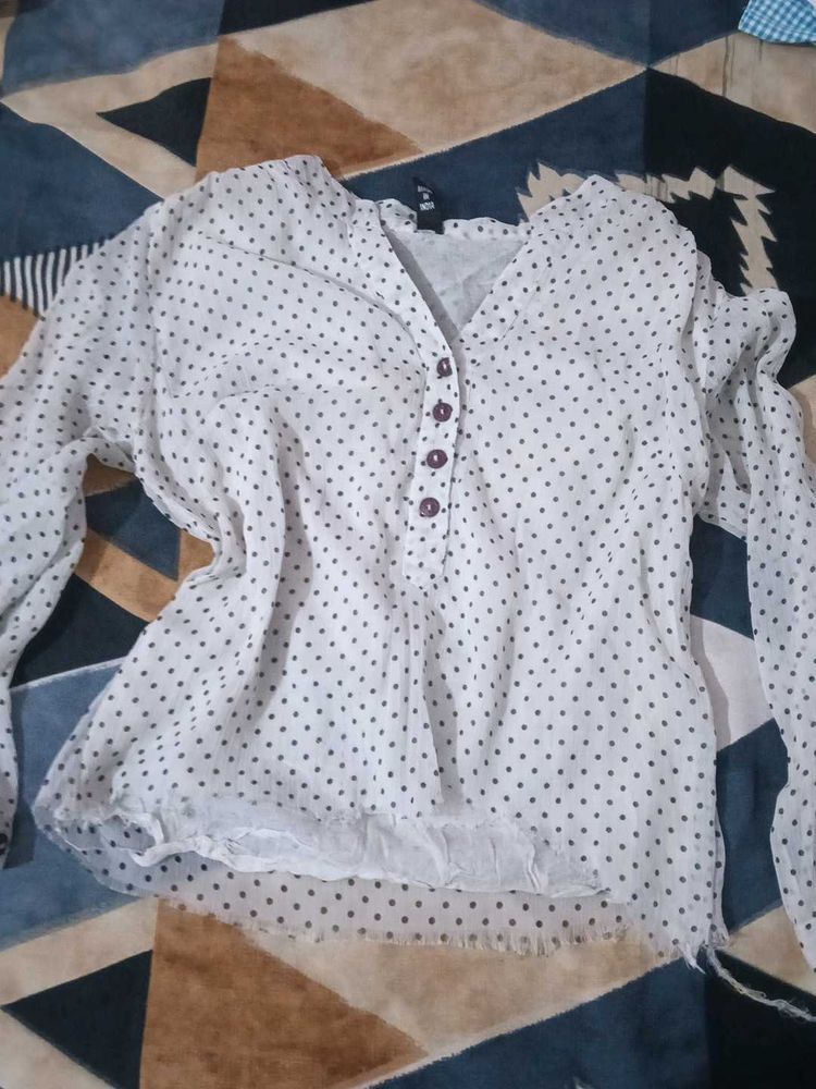 Chic Polka Dot Button-Up Blouse