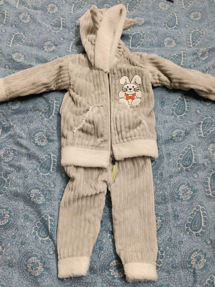 Cute Bunny Fleece Tracksuit for Kids