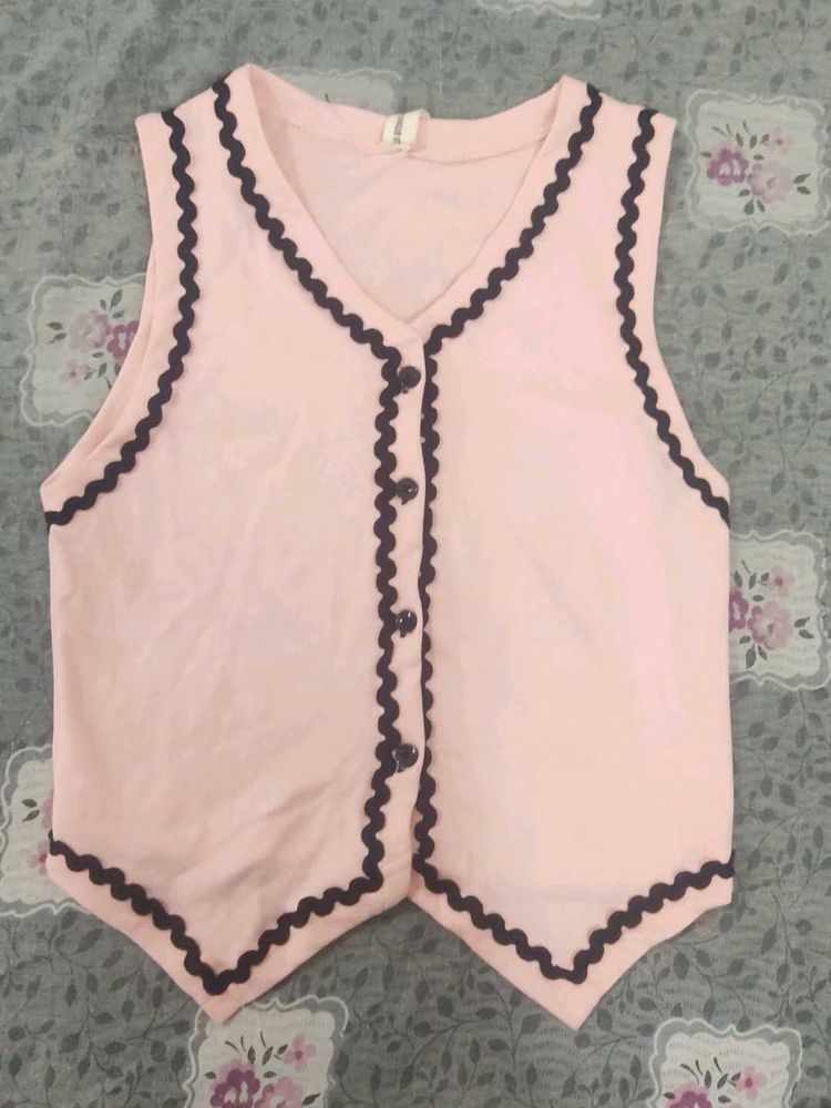 Pink Sleeveless Vest Top