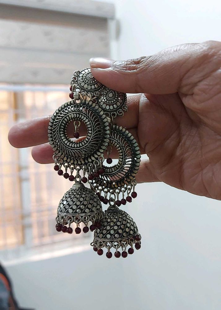 Oxidized Jhumka Earrings