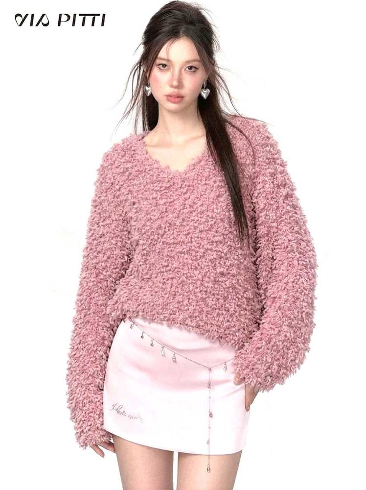 Cozy Textured Pink Sweater 🩷🎀