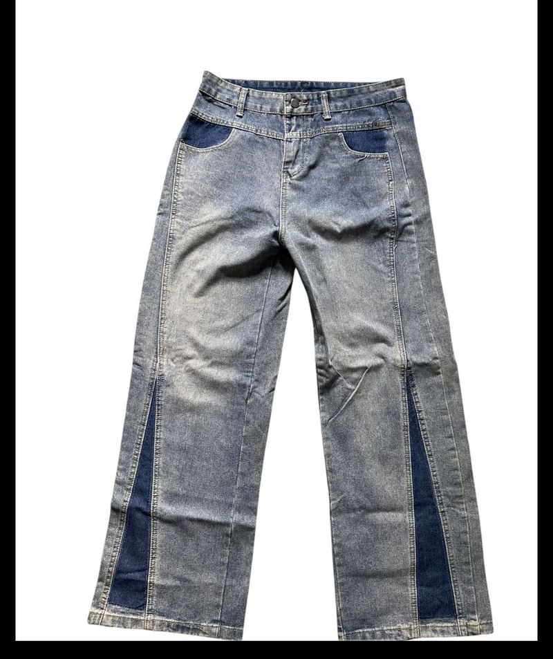 Vintage Wash Wide Leg Jeans