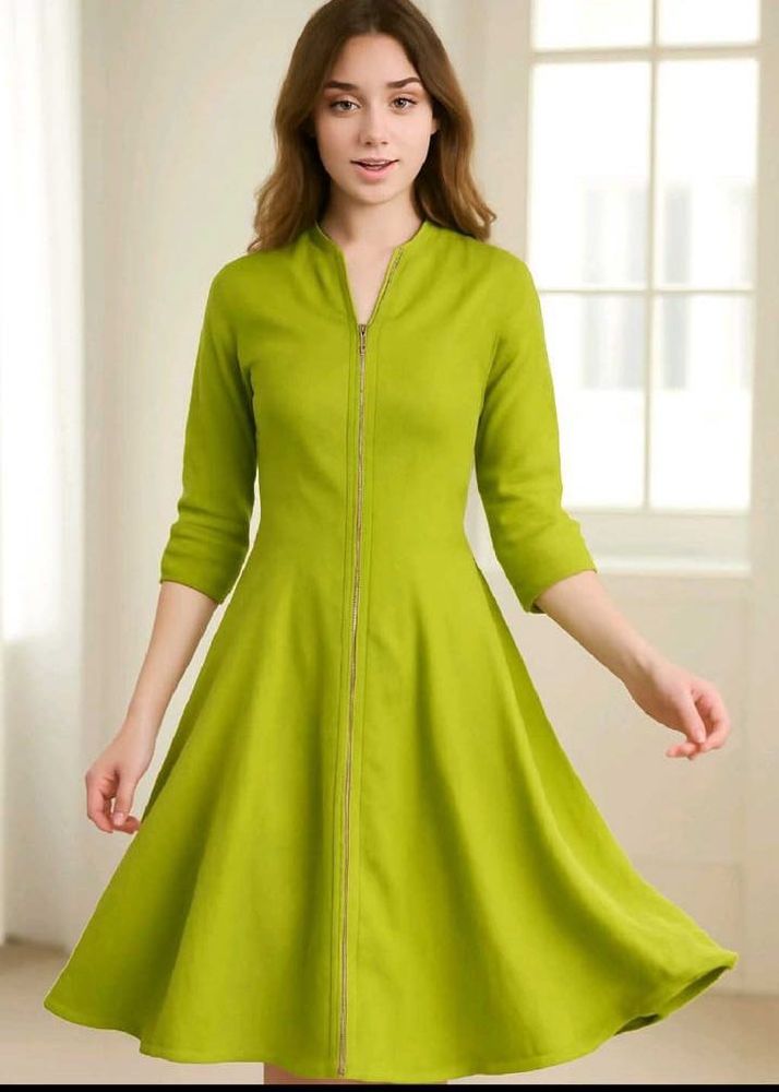 Chic Green Fit &amp; Flare Dress🪷