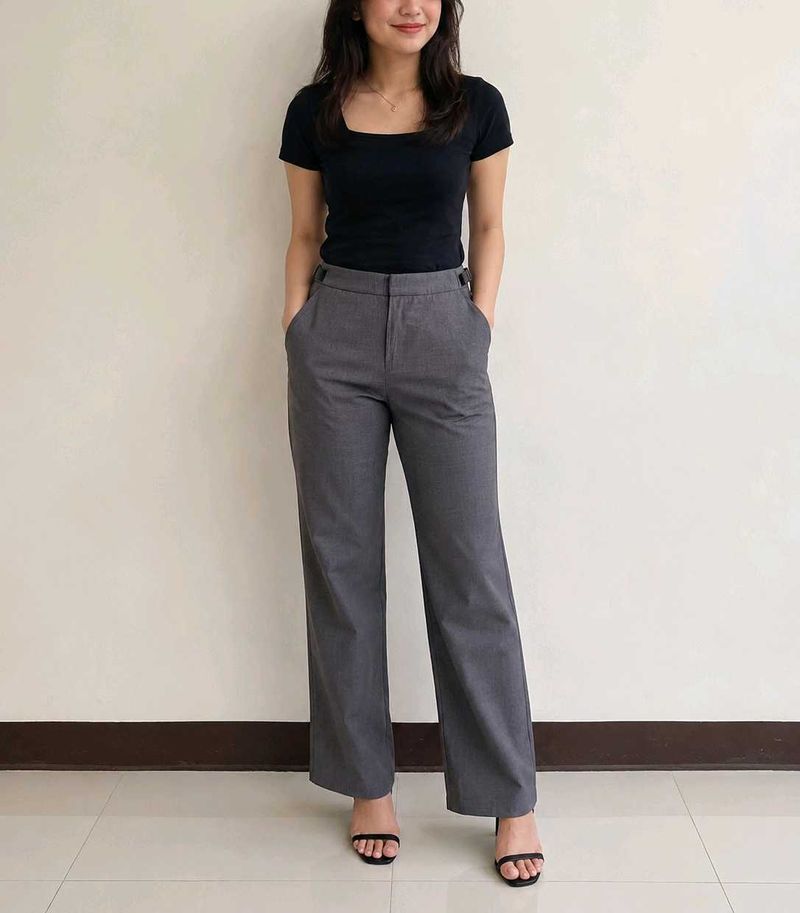 Classic Grey Wide-Leg Trousers
