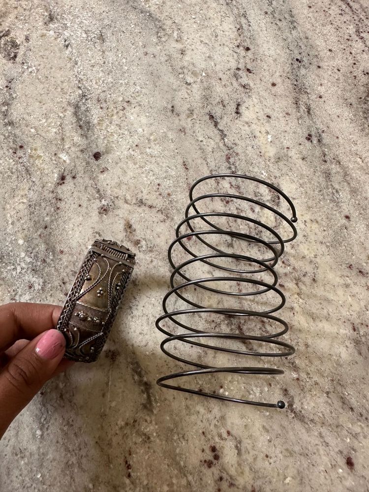 Unique Ethnic Cuff Bracelet &amp; Spiral Armlet