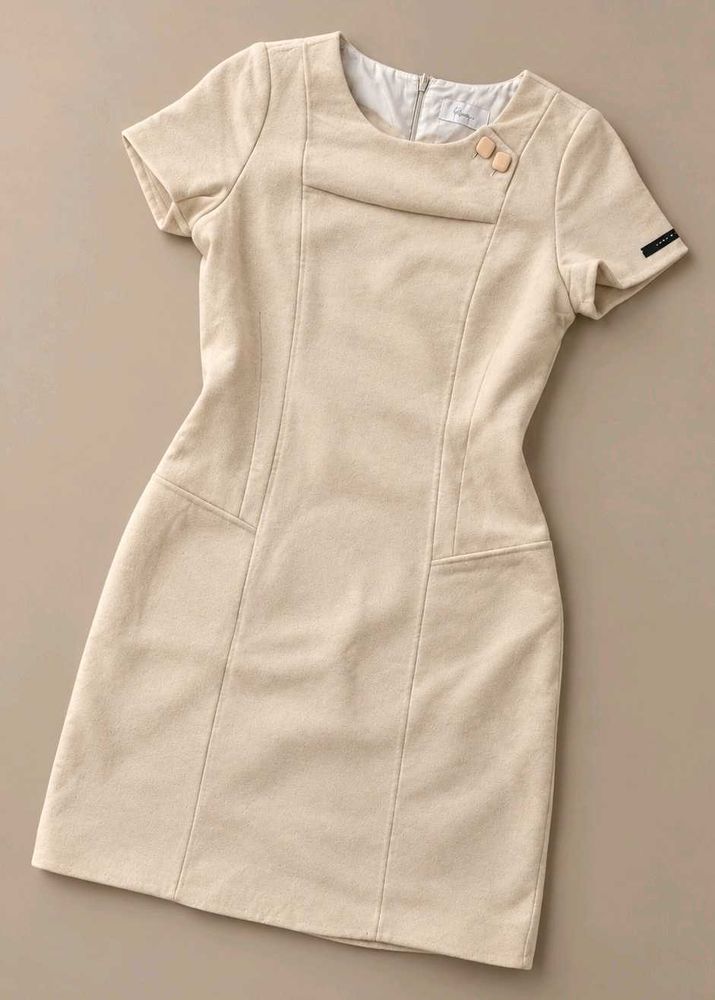 CREAM BEIGE STRUCTURED BODYCON DRESS