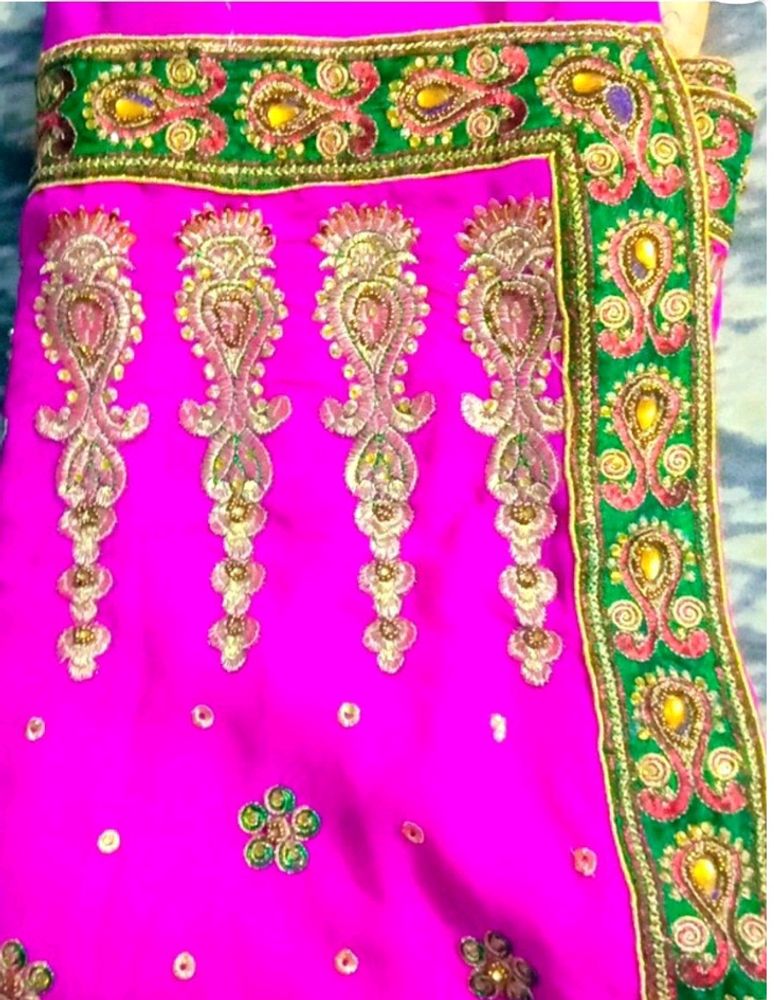 Beautiful Partywear Magenta Colour Saree