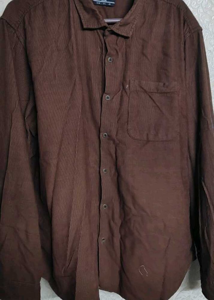 Brown Corduroy Long Sleeve Shirt
