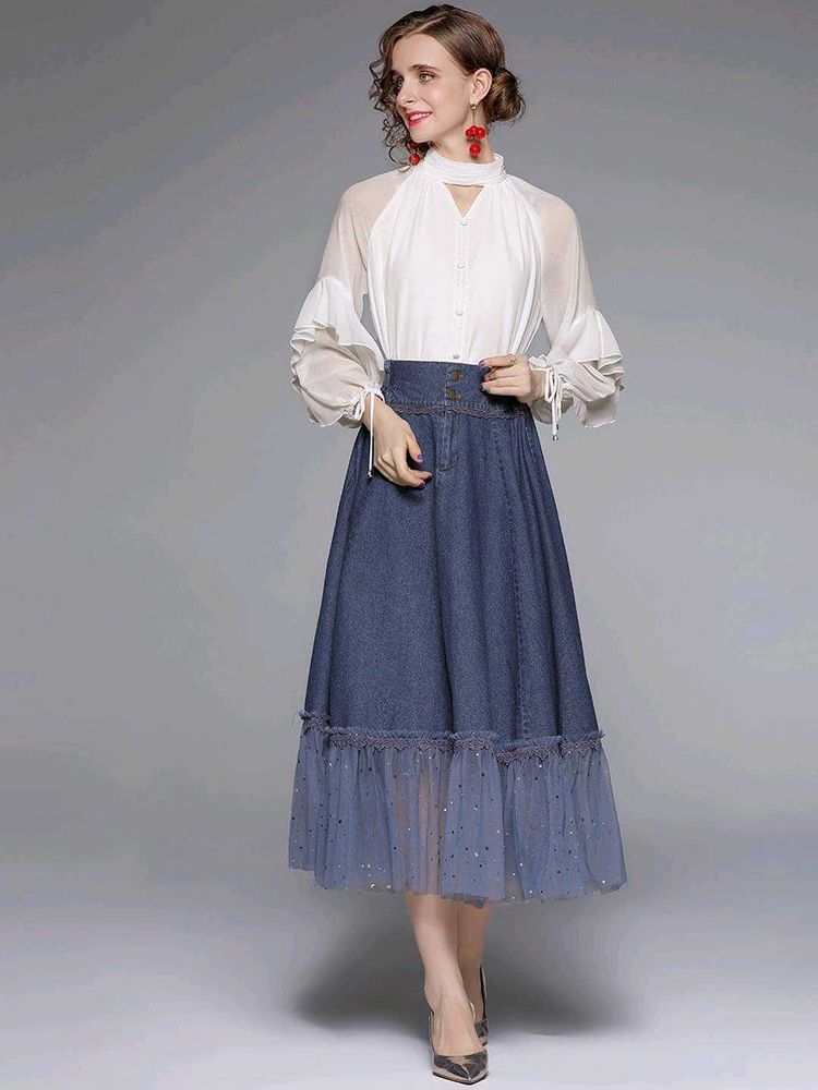 Denim Frill Skirt