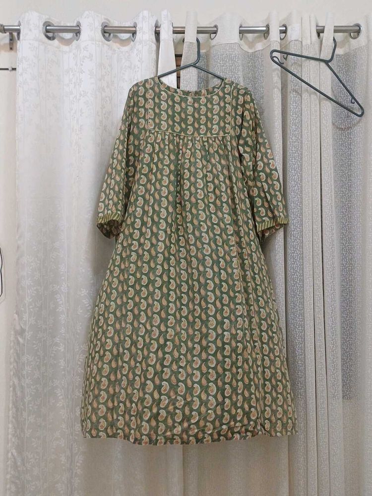 Green Paisley Print Kurta