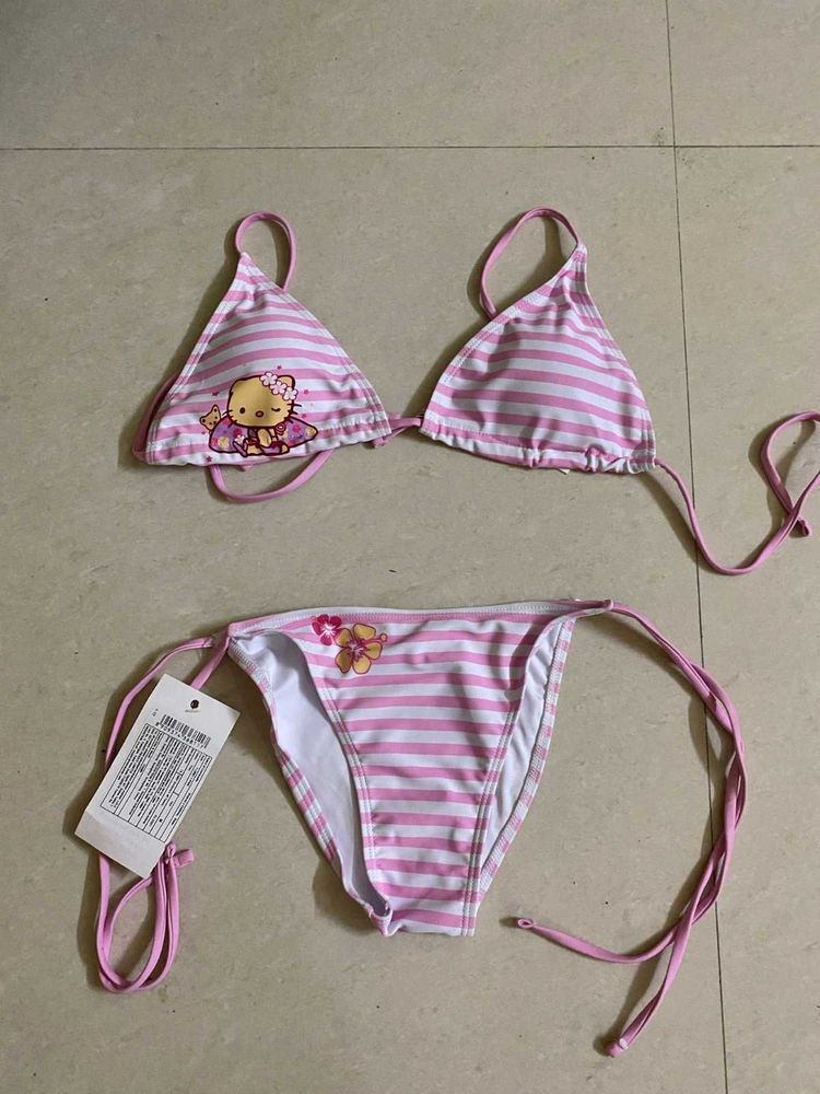 2pc Striped String Bikini Set