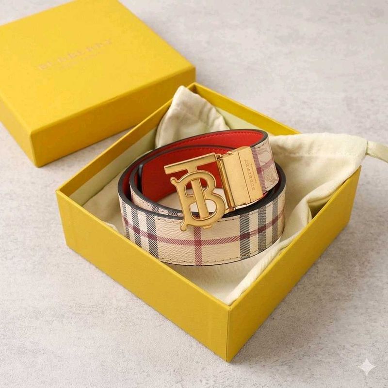 *BURBERRY MENS LEATHER BELT**REVERSIBLE*WD BOX