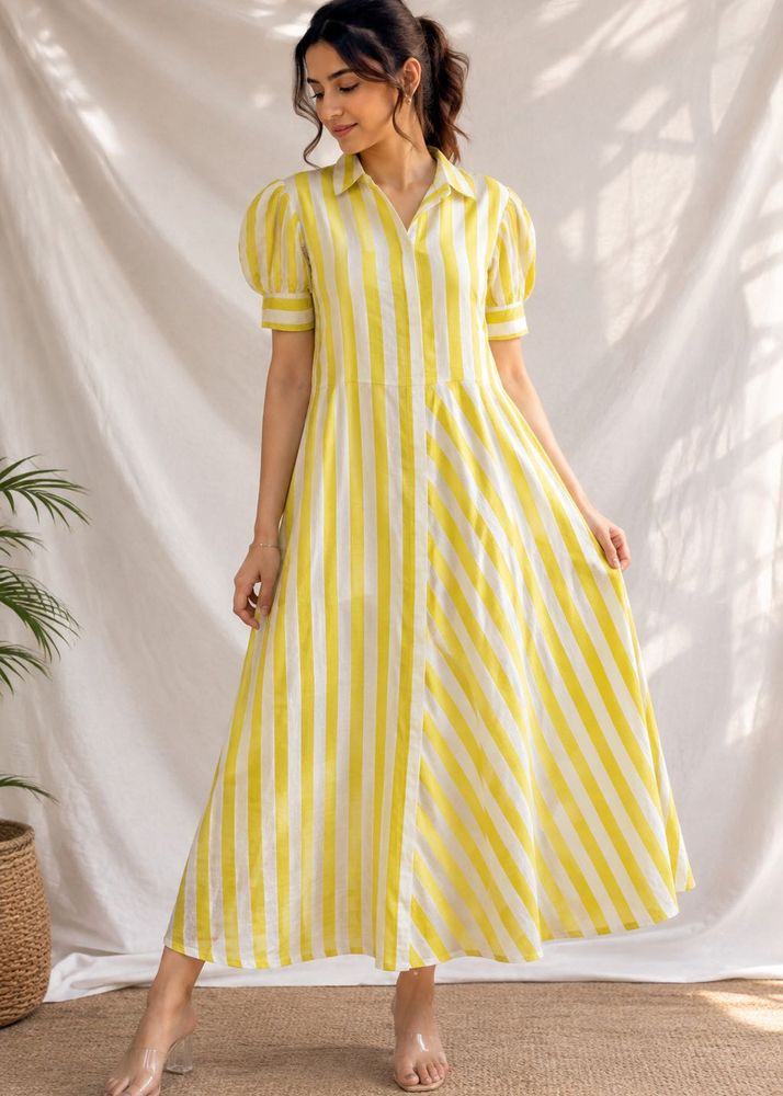 yellow striped short dress