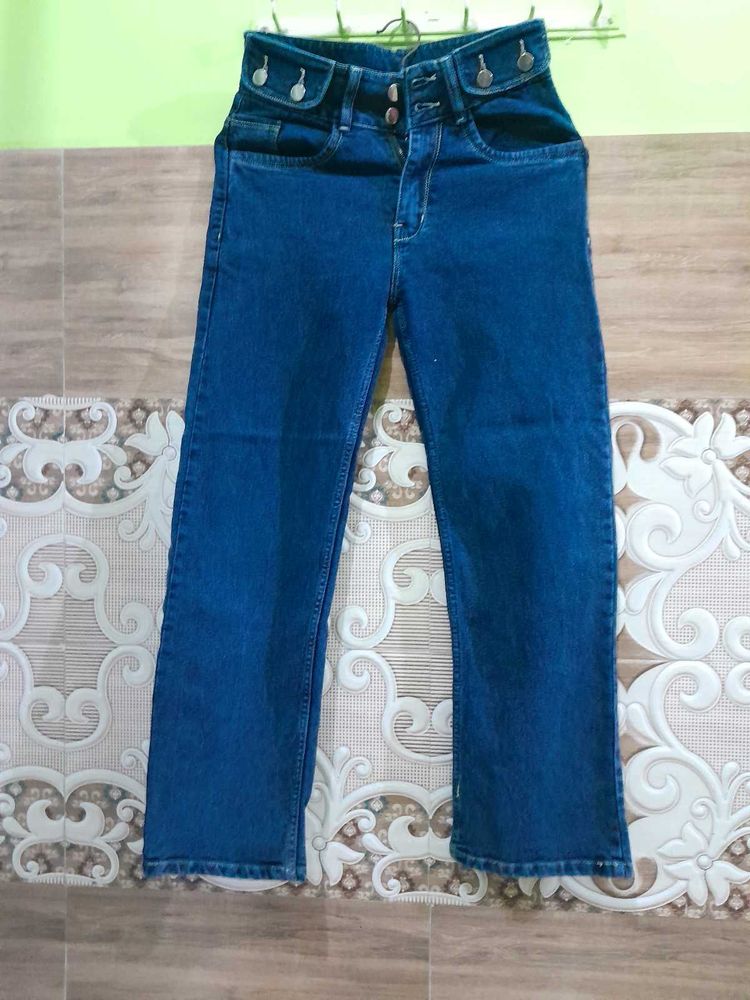 High-Waisted Blue Denim Jeans