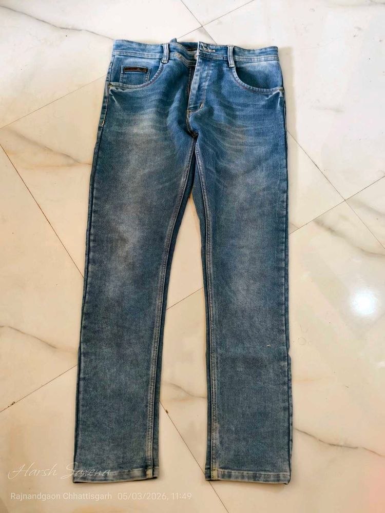 Men's Blue Washed Denim Jeans