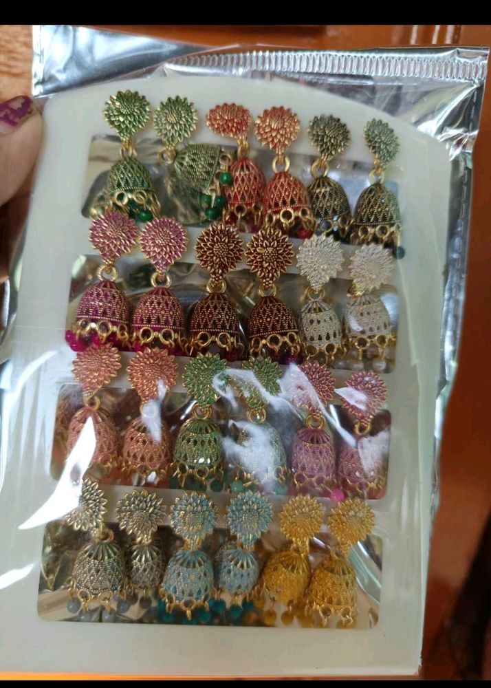 Jhumka Earrings Set of 12