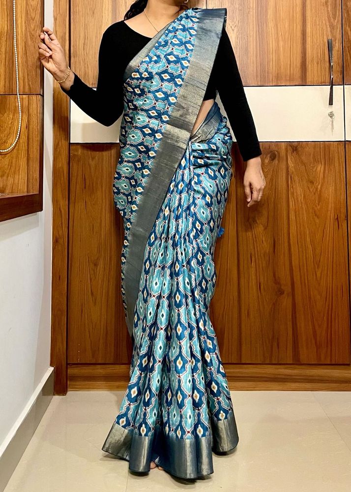 Blue Ikat Silk Saree | Price ⬇️ by 109‼️