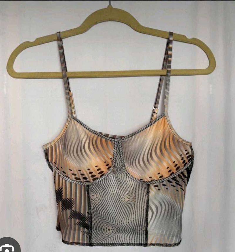 Unique Abstract Print Corset Top