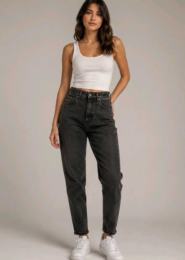 High Waisted Dark Wash Mom Jeans