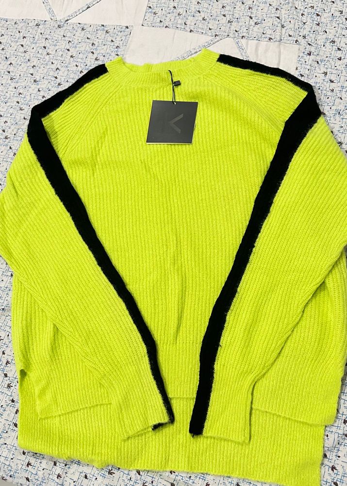 Completely new Neon Green Striped Sweater
