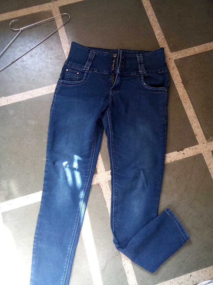 High Waisted Blue Denim Jeans