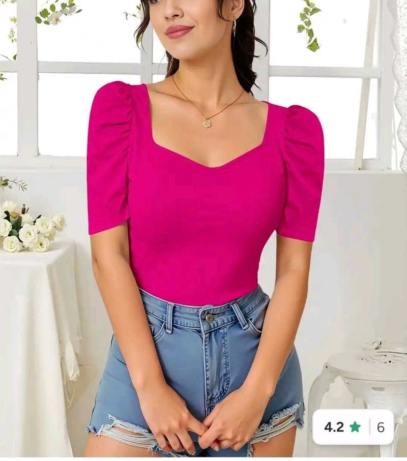 Hot Pink Puff Sleeve Top