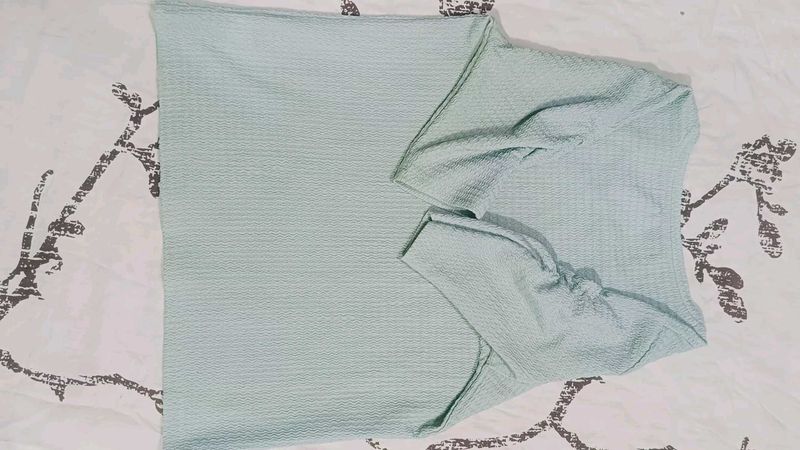 Light Blue Textured Long Sleeve Top