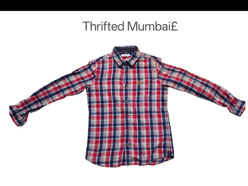 Men's Red &amp; Blue Plaid Shirt